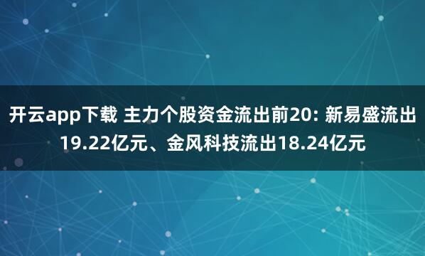 开云app下载 主力个股资金流出前20: 新易盛流出19.22亿元、金风科技流出18.24亿元