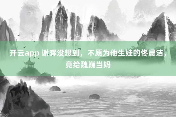 开云app 谢晖没想到，不愿为他生娃的佟晨洁，竟给魏巍当妈