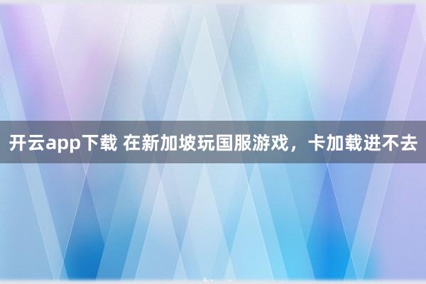 开云app下载 在新加坡玩国服游戏，卡加载进不去