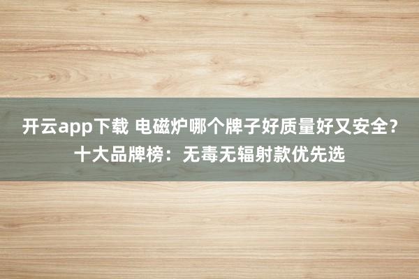 开云app下载 电磁炉哪个牌子好质量好又安全？十大品牌榜：无毒无辐射款优先选