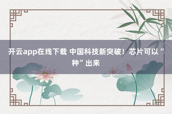 开云app在线下载 中国科技新突破！芯片可以“种”出来