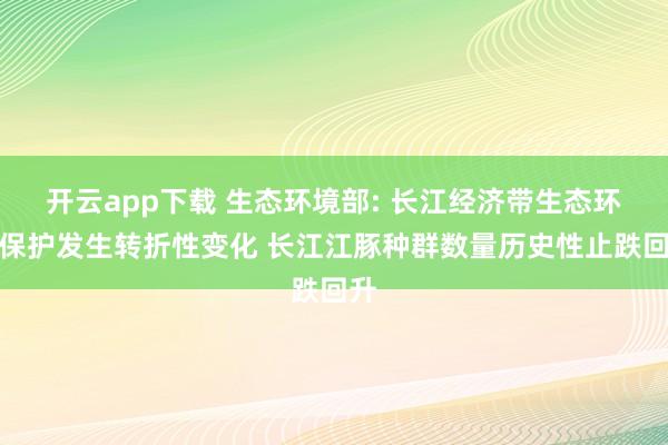 开云app下载 生态环境部: 长江经济带生态环境保护发生转折性变化 长江江豚种群数量历史性止跌回升