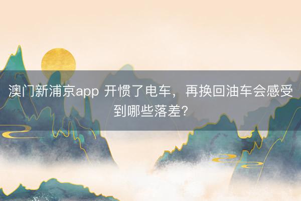 澳门新浦京app 开惯了电车，再换回油车会感受到哪些落差?
